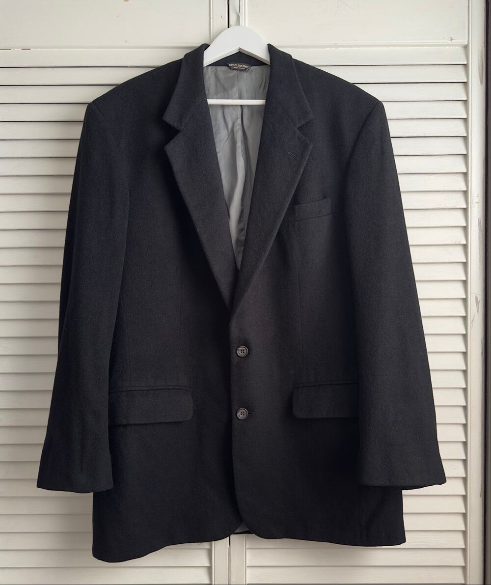 Vtg Peterborough Row Bloomingdales Cashmere Blazer Jacket Black Sport Coat L